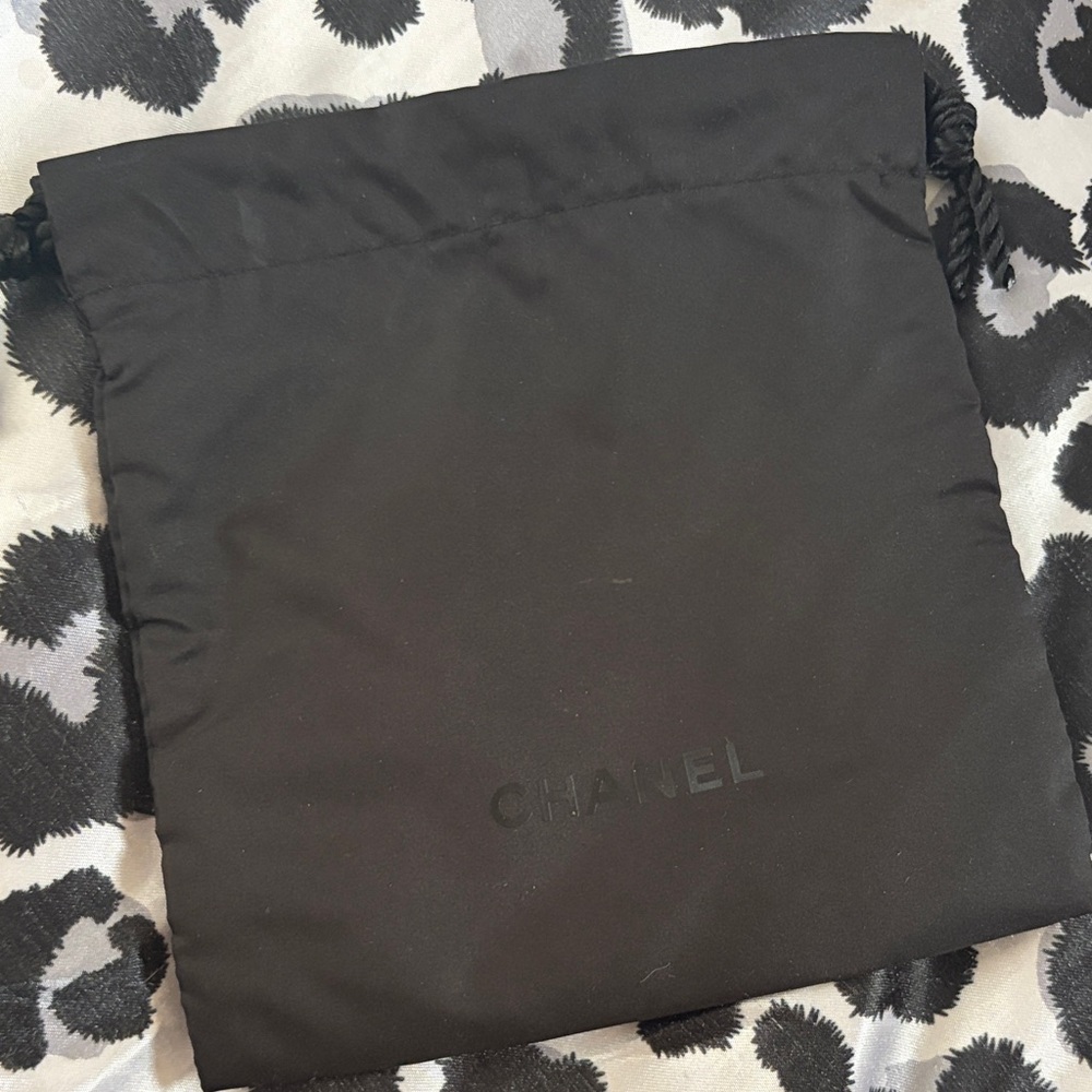 Chanel Black Drawstring Pouch With Subtle Logo - image 1